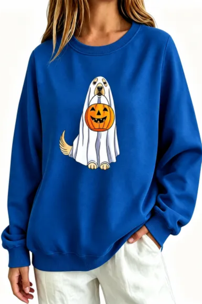 Women Fall Clothing Halloween Ghost Dog Pumpkin Sweatshirt