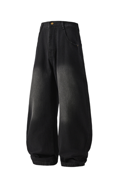 Men's Spring Summer Washed Vintage Wide Curved Jeans