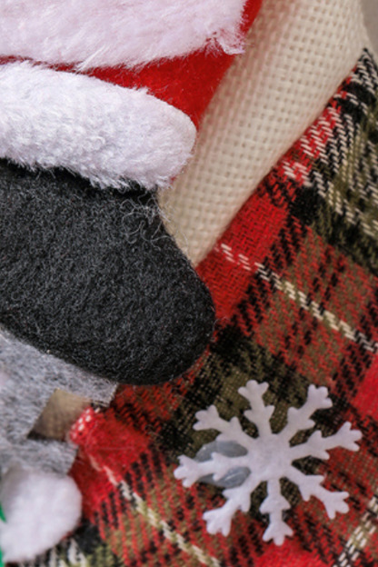 Large Linen Christmas Stocking Tree Hanging Ornament