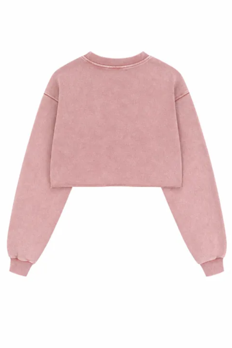 Women's Fall Snow-Wash Vintage Cropped Crewneck Sweatshirt
