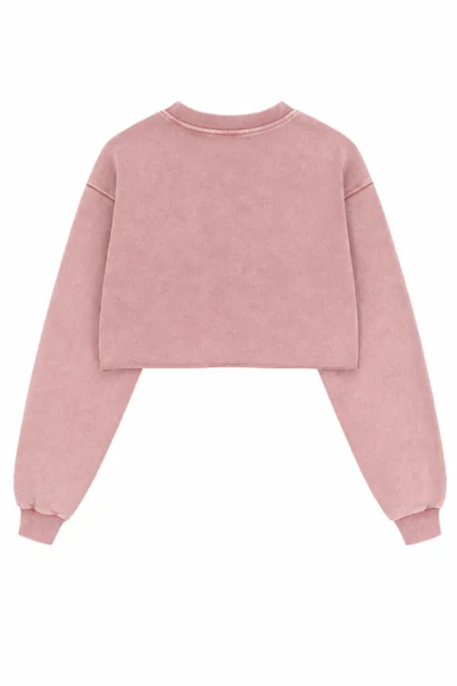 Women's Fall Snow-Wash Vintage Cropped Crewneck Sweatshirt