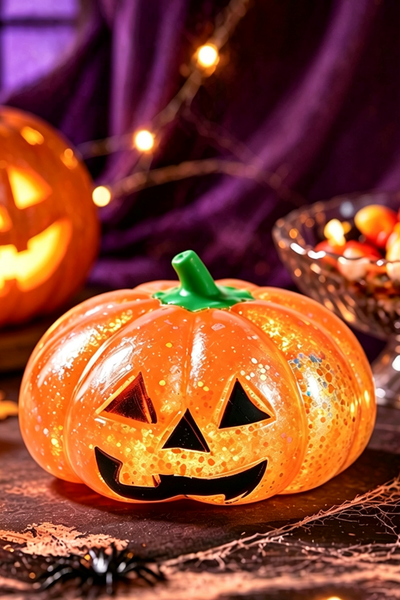 Unisex Fall Halloween Glitter Pumpkin Squishy Fidget Toy