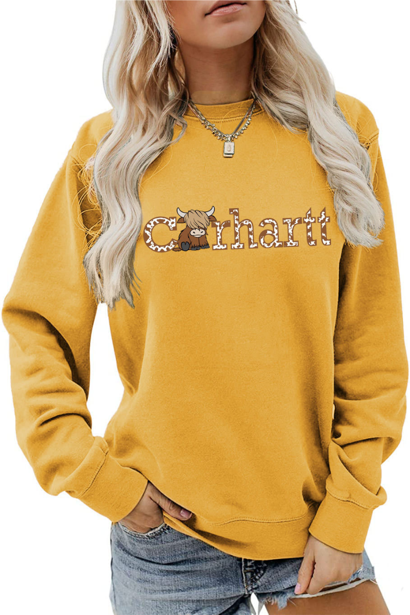 Women Winter Christmas Highland Cow Graphic Sweatshirt