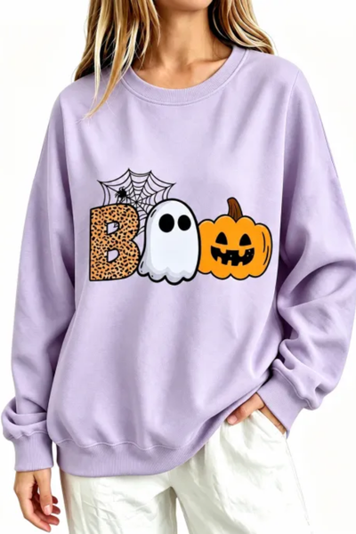 Women Fall Clothing Halloween BOO Ghost Graphic Sweatshirt