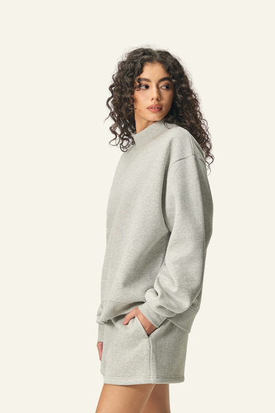 Women's Streetwear Stand-Collar Solid Mock Neck Sweatshirt