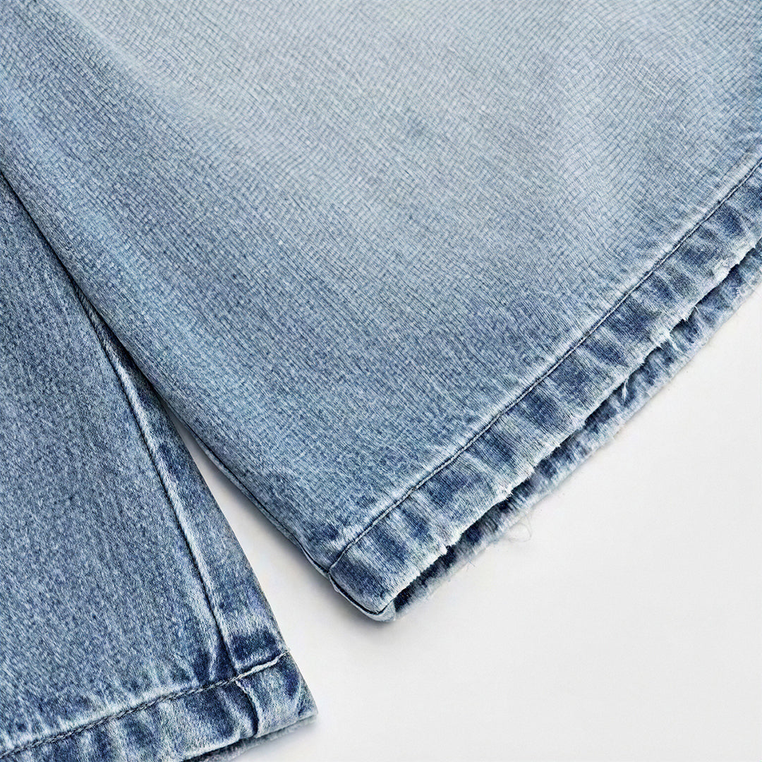 Men's Summer Washed Strap Wide-Leg Denim Shorts