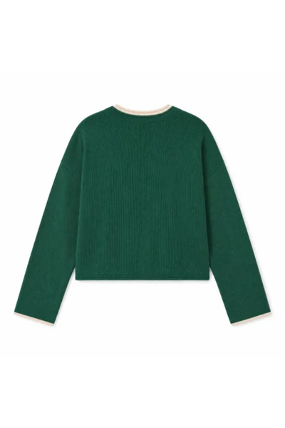 Women Spring Faux Layered Cropped Flare Sleeve Knit Sweater