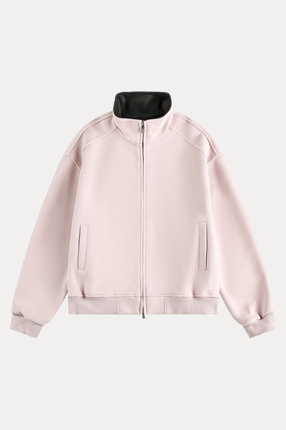 Unisex American Retro Stand Collar Zip Loose Hoodie Cleanfit