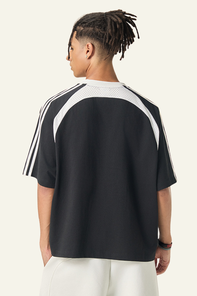 Men's  Cotton Side Striped Color Block Streetwear T-shirt.