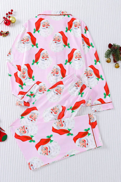 Women's Christmas Print Open Cardigan Pajama Loungewear Set
