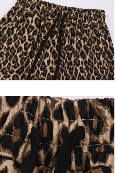Men's Fall Winter Vintage Leopard Curved-Leg Sweatpants