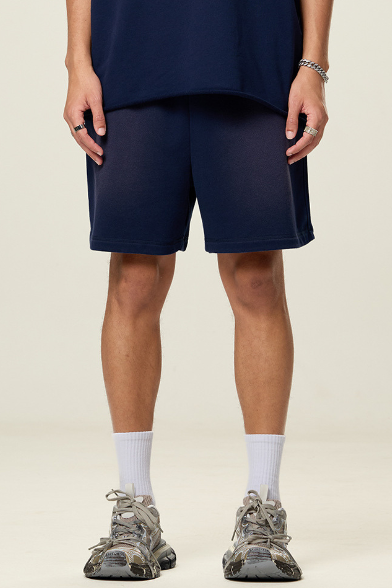 Men's 350G Cotton Shorts - Spray Wash Vintage Drawstring
