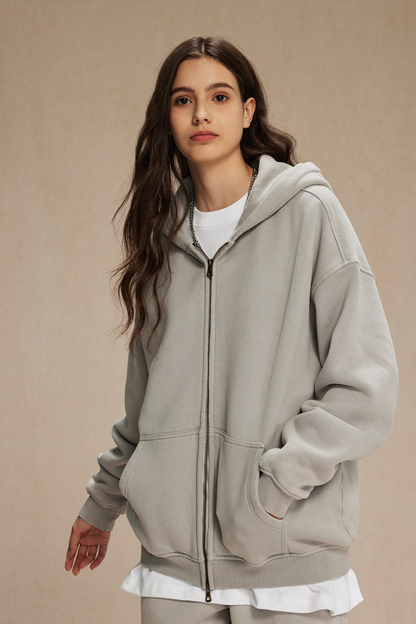 Women's Streetwear Wax-Dyed Vintage Solid Hooded Jacket