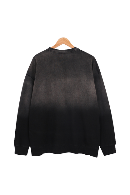 Women Fall Washed Vintage Gradient Crew Neck Sweatshirt