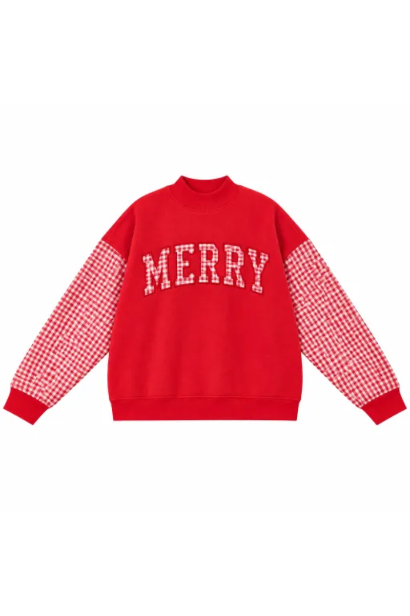 Women Fall Clothing Christmas Merry Plaid Sweatshirt