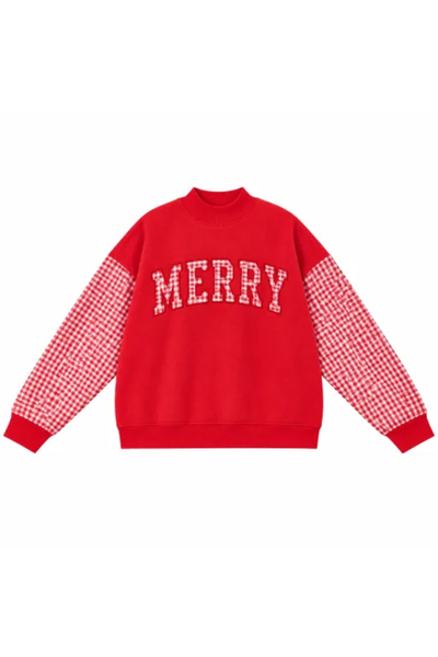 Women Fall Clothing Christmas Merry Plaid Sweatshirt