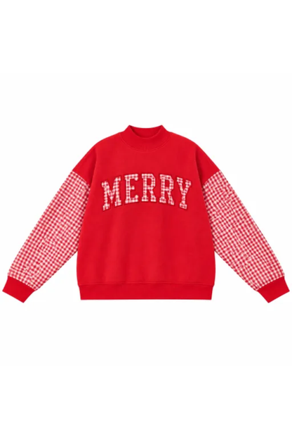 Women Fall Clothing Christmas Merry Plaid Sweatshirt