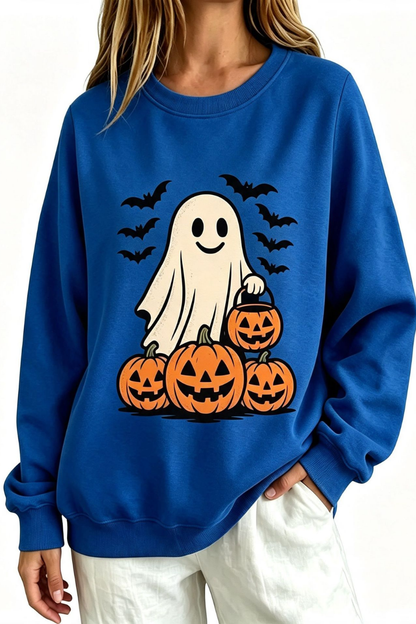 Women Fall Clothing Halloween Ghost Pumpkin Bat Sweatshirt