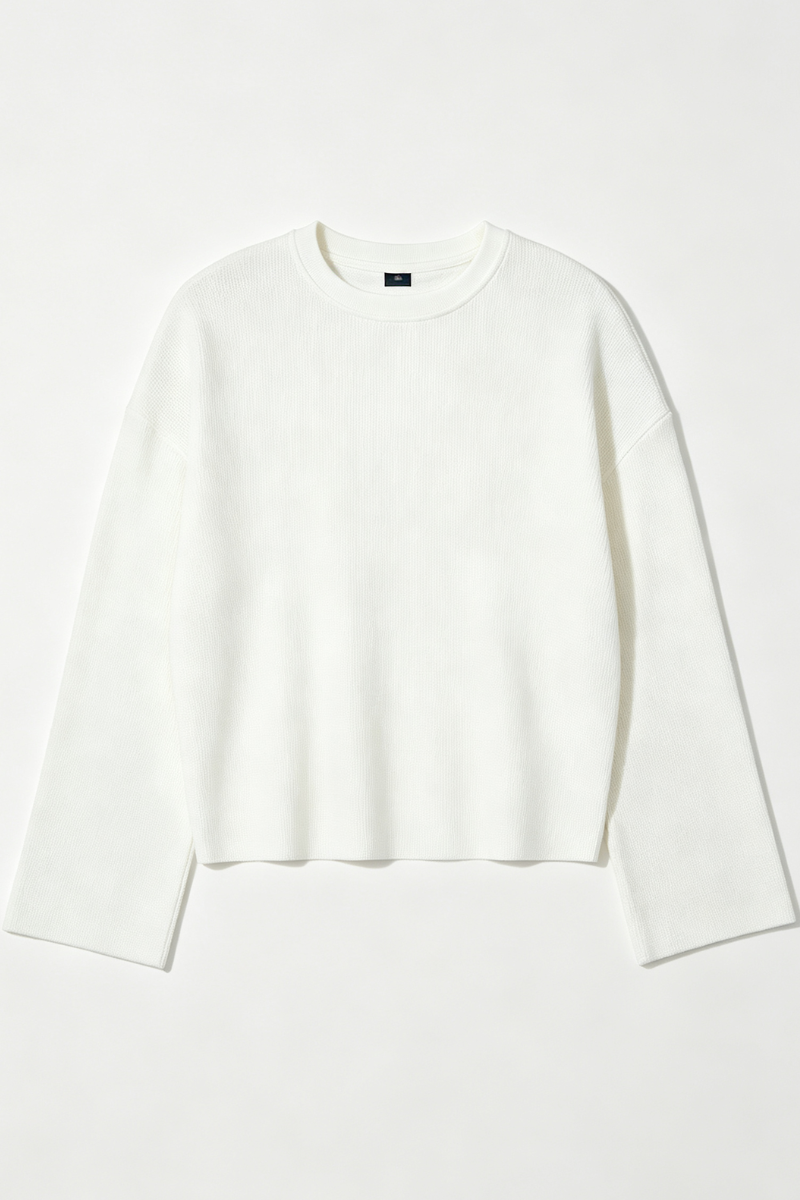 Men's Fall Raw-Edge Cropped Oversized Long-Sleeve T-Shirt