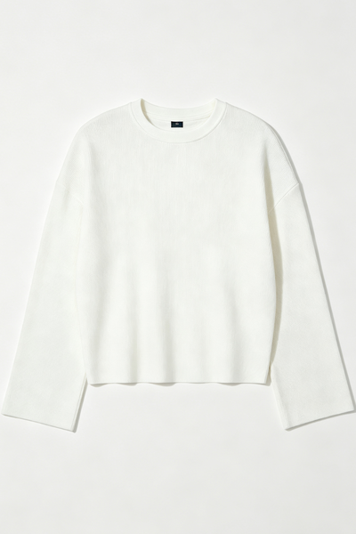 Men's Fall Raw-Edge Cropped Oversized Long-Sleeve T-Shirt