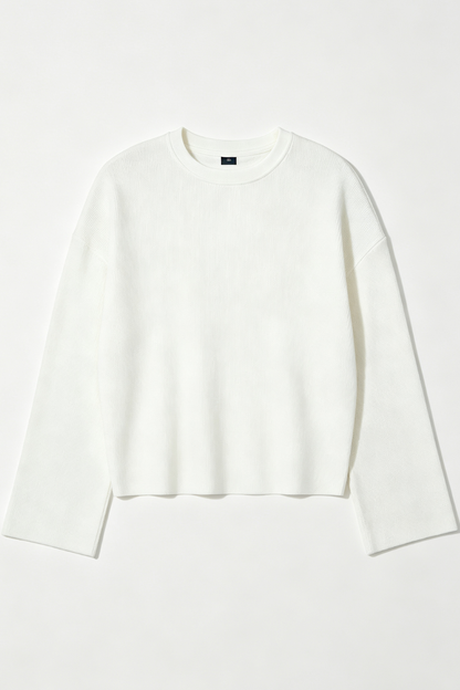 Men's Fall Raw-Edge Cropped Oversized Long-Sleeve T-Shirt