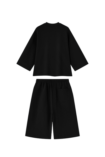 Women Spring Waffle Knit Loose Casual Top and Shorts Set
