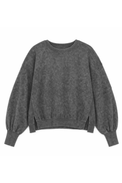 Women Fall Washed Vintage Loose Crew Neck Sweatshirt