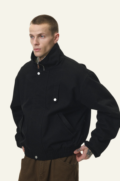 Men's Streetwear Detachable Collar Fleece Stand Jacket