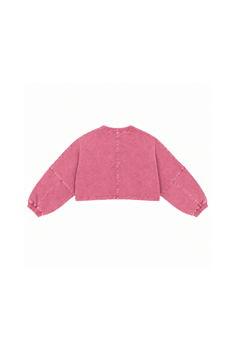 Women Fall Clothing Boxy Washed Raw Hem Cropped Sweatshirt
