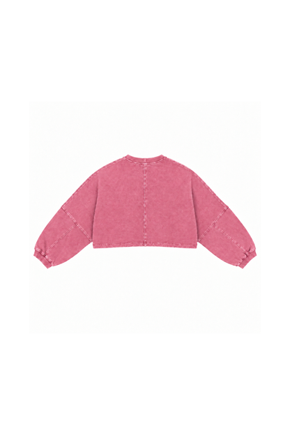 Women Fall Clothing Boxy Washed Raw Hem Cropped Sweatshirt