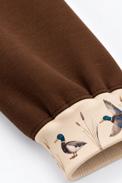 Unisex Fall Clothing Duck Print Color Block Sweatshirt