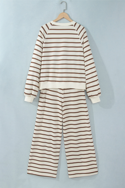 Women's Fall Striped Colorblock Drawstring 2 Piece Set