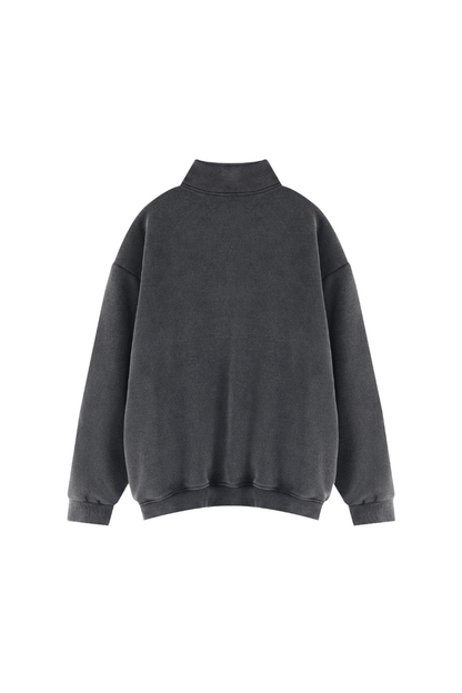 Women Fall Clothing Warm Fleece Vintage Half Zip Sweatshirt