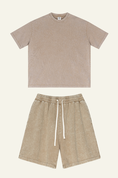 Women's Cotton Dopamine Set: T-shirt & Athletic Wear Short