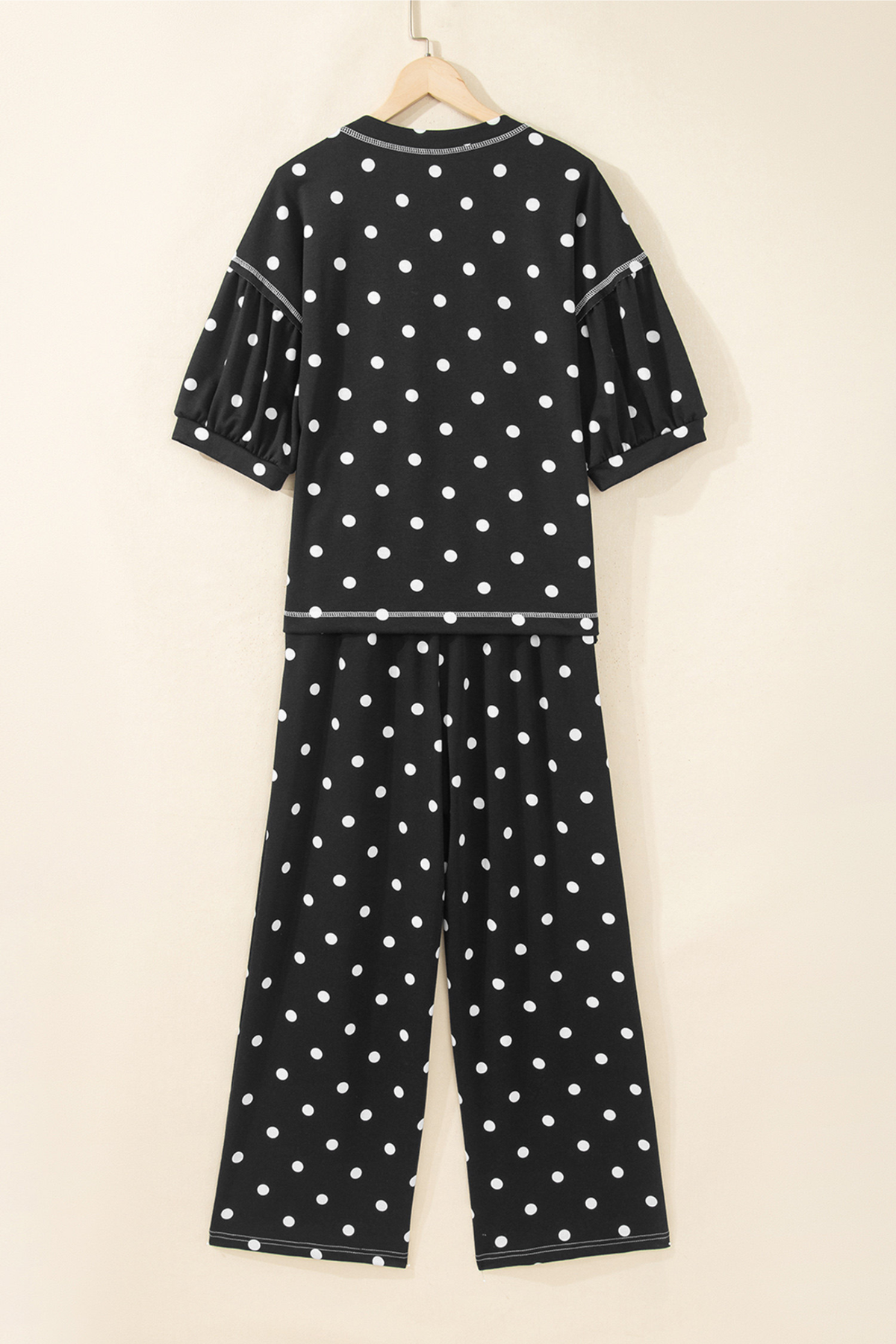 Women's Summer Polka Dot Print Midi Sleeve 2 Piece Set