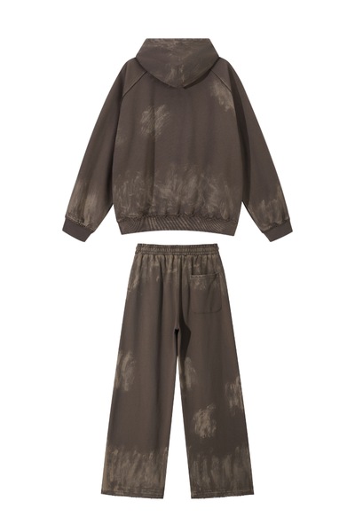 Unisex Fall Clothing Washed Hoodie Wide Leg Sweatpants Set