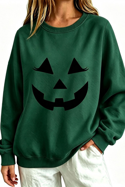 Women Fall Clothing Halloween Pumpkin Face Sweatshirt