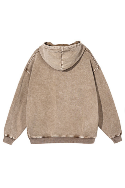 Unisex Fall 100% Cotton Wax Washed Vintage Pocket Hoodie