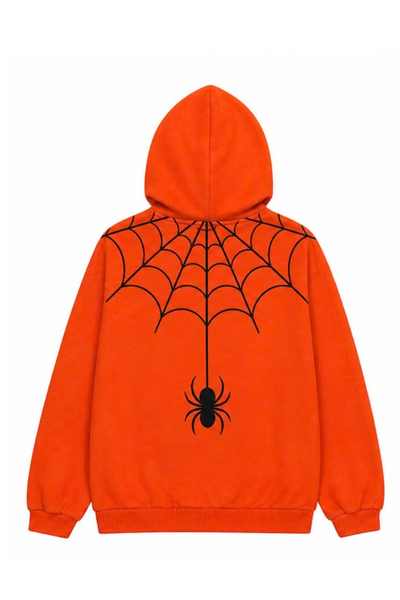 Unisex Fall Clothing Halloween Pumpkin Bat Zip Hoodie