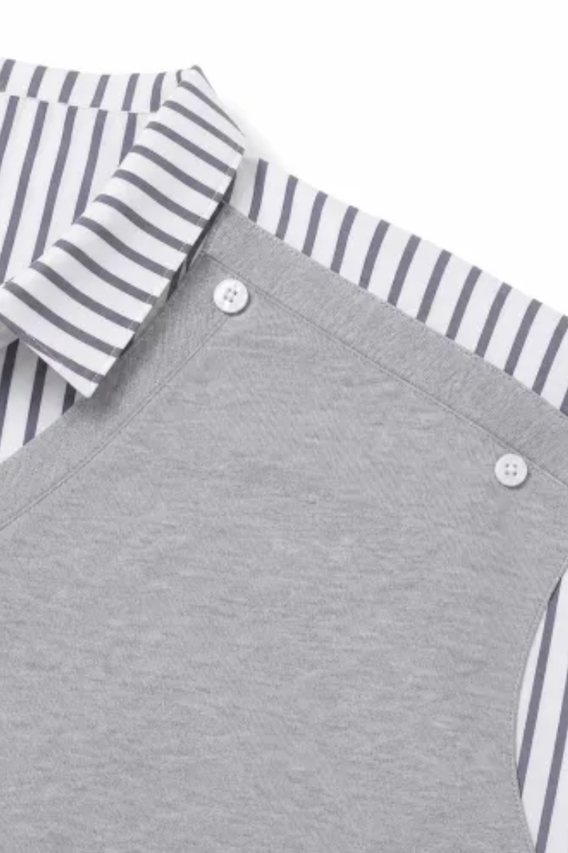Women's Summer Layered Stripe-Spliced Short-Sleeve T-Shirt