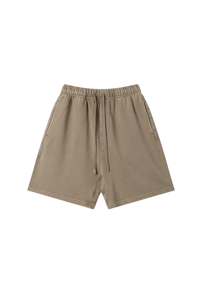 Unisex Spring Summer 360g Cotton Washed Drawstring Shorts