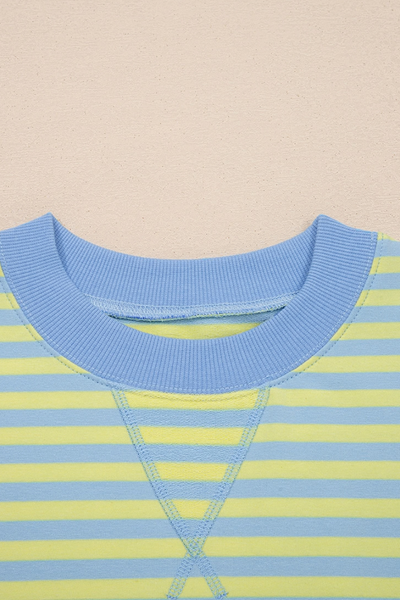 Women Summer Stripe Lounge Sweatshirt and Shorts Set