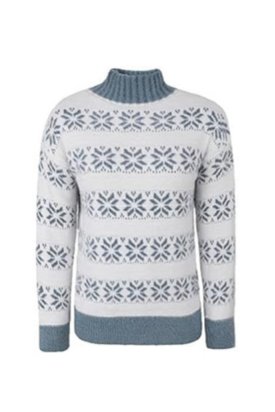 Women's Fall Christmas Snowflake Mock Neck Knit Sweater