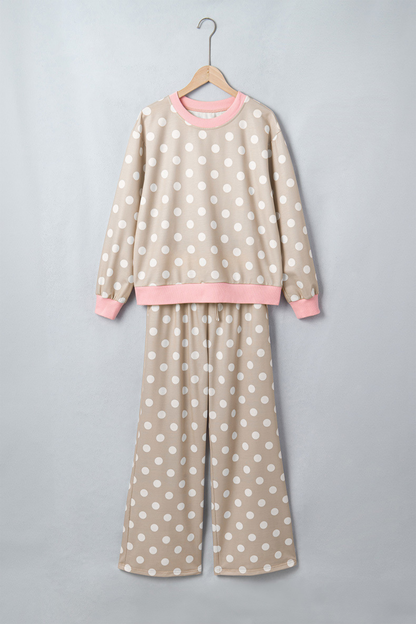 Women's Fall Polka Dot Colorblock Multi-Pocket 2 Piece Set