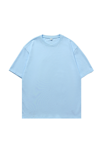 Men's Summer Japanese Loose Cotton Solid Crewneck Basics Tee