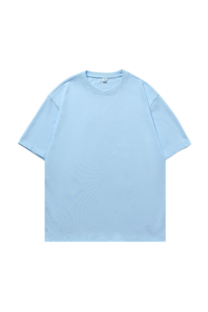 Men's Summer Japanese Loose Cotton Solid Crewneck Basics Tee