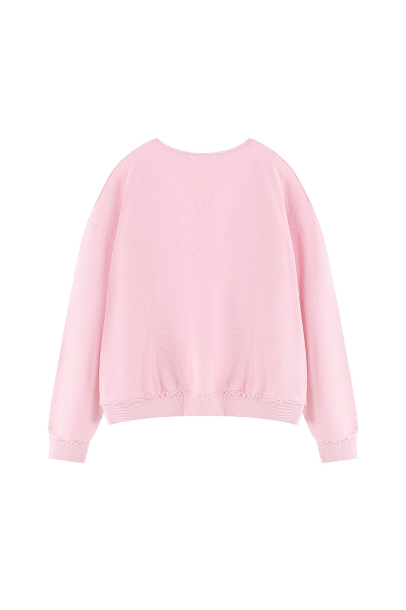 Women Fall Clothing 360G Raw Edge Cropped Pocket Sweatshirt