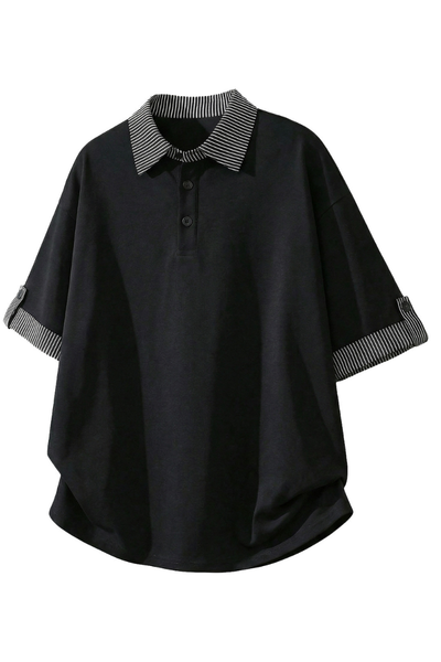 Men's Summer Cuff Contrast Mock Layer Miu Polo