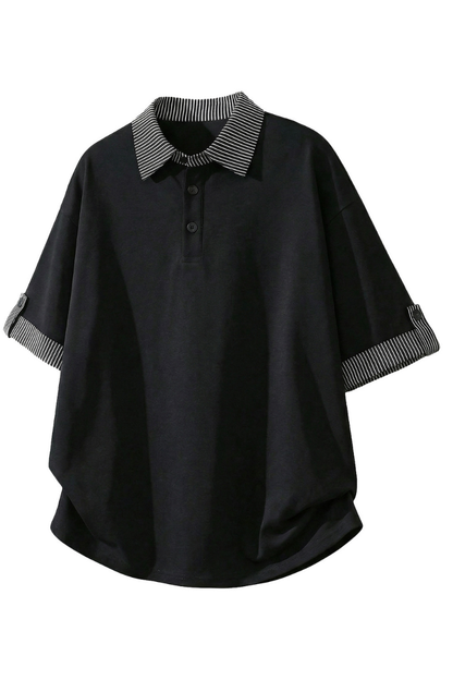 Men's Summer Cuff Contrast Mock Layer Miu Polo