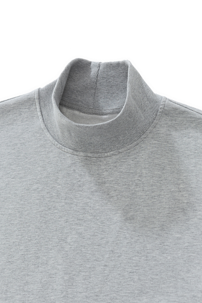 Women Spring Cotton Blend Mock Neck Cropped Sweatshirt